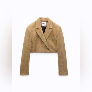 ZARA CROPPED BLAZER PLAID - S